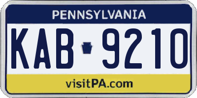 PA license plate KAB9210
