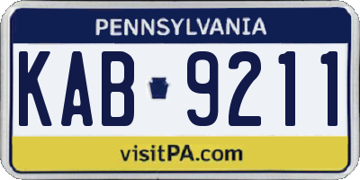PA license plate KAB9211
