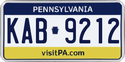 PA license plate KAB9212