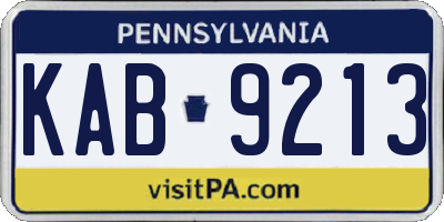 PA license plate KAB9213