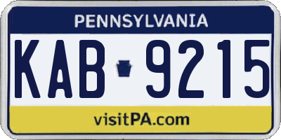 PA license plate KAB9215