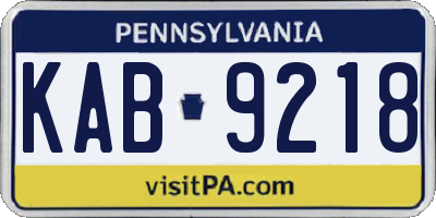 PA license plate KAB9218