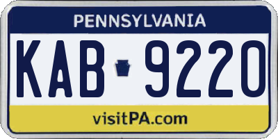 PA license plate KAB9220