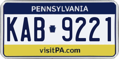 PA license plate KAB9221