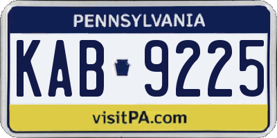 PA license plate KAB9225