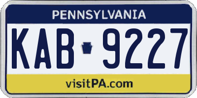 PA license plate KAB9227