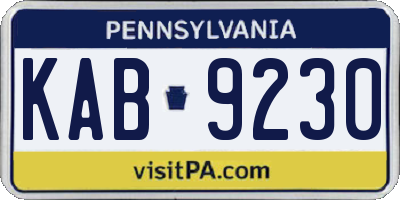 PA license plate KAB9230