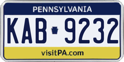 PA license plate KAB9232