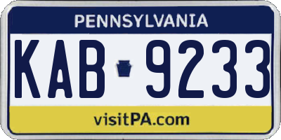 PA license plate KAB9233
