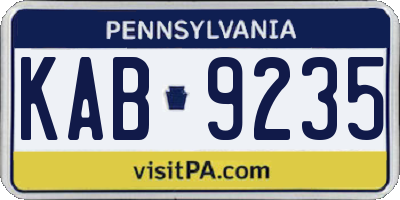 PA license plate KAB9235
