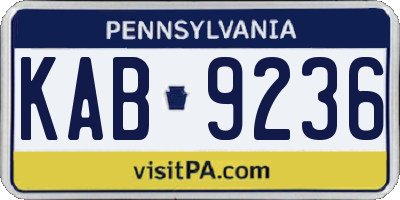 PA license plate KAB9236