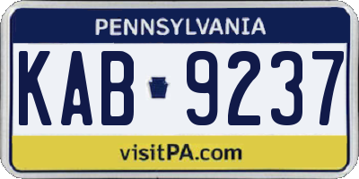 PA license plate KAB9237