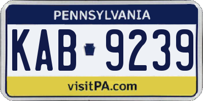PA license plate KAB9239