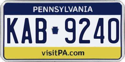 PA license plate KAB9240