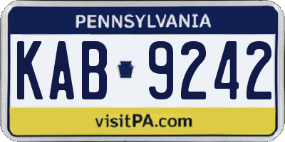 PA license plate KAB9242