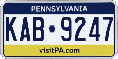 PA license plate KAB9247
