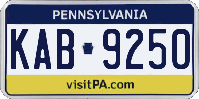 PA license plate KAB9250