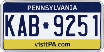 PA license plate KAB9251
