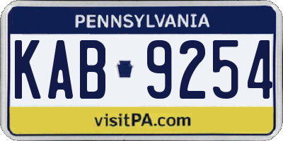 PA license plate KAB9254