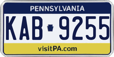 PA license plate KAB9255