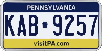 PA license plate KAB9257