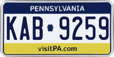 PA license plate KAB9259