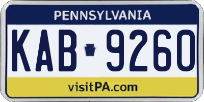 PA license plate KAB9260