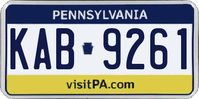 PA license plate KAB9261