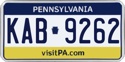 PA license plate KAB9262