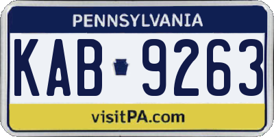 PA license plate KAB9263