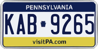 PA license plate KAB9265