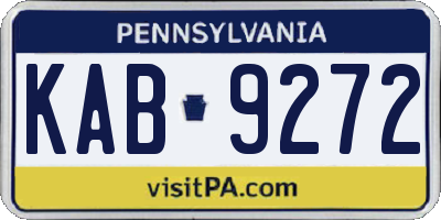 PA license plate KAB9272