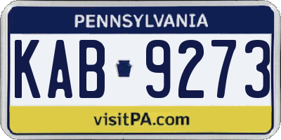 PA license plate KAB9273