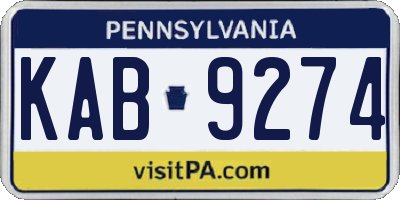 PA license plate KAB9274