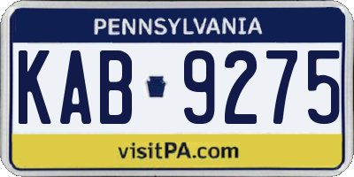 PA license plate KAB9275