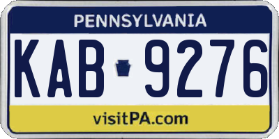 PA license plate KAB9276