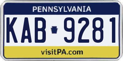 PA license plate KAB9281