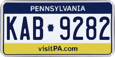 PA license plate KAB9282