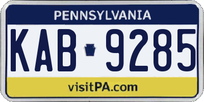 PA license plate KAB9285