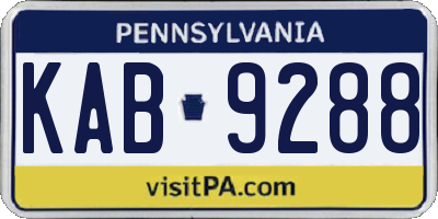 PA license plate KAB9288