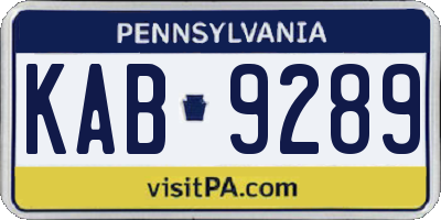 PA license plate KAB9289