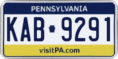 PA license plate KAB9291