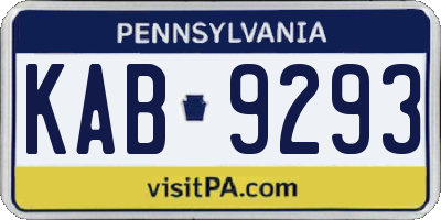 PA license plate KAB9293