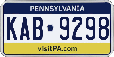 PA license plate KAB9298