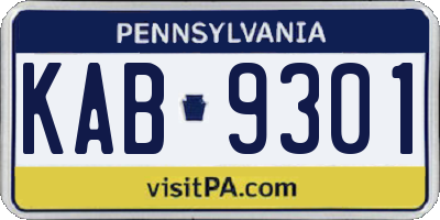 PA license plate KAB9301