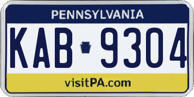 PA license plate KAB9304