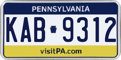 PA license plate KAB9312
