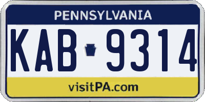 PA license plate KAB9314