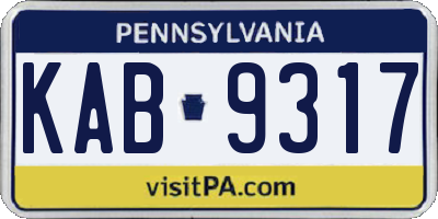 PA license plate KAB9317
