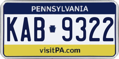 PA license plate KAB9322
